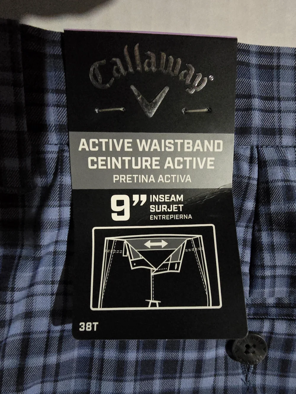 Callaway Men's Blue Plaid Golf Shorts - Active Waistband NWT Size 38T